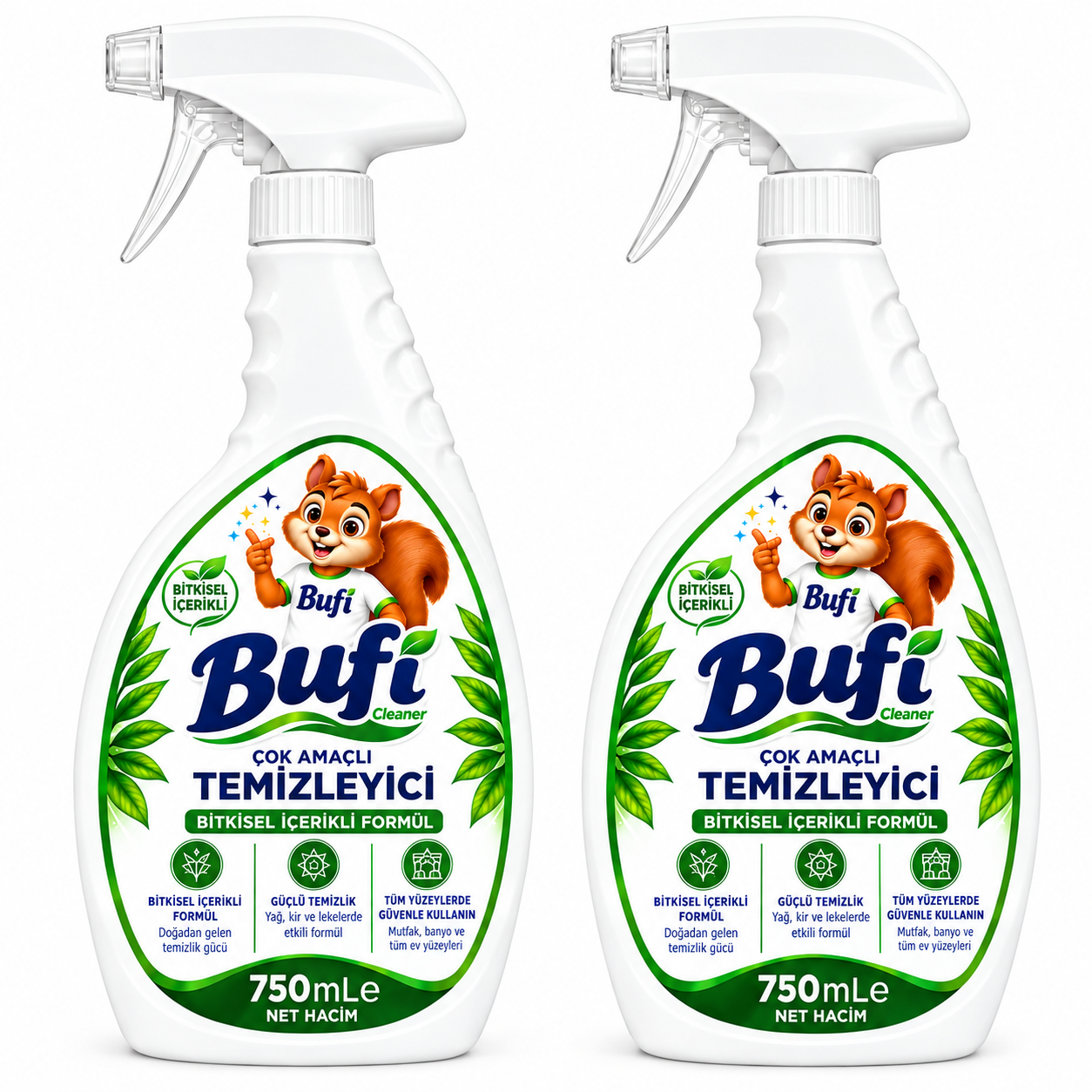 Bufi Cleaner Çok Amaçlı Temizleyici 2'li Set 2x750 ml